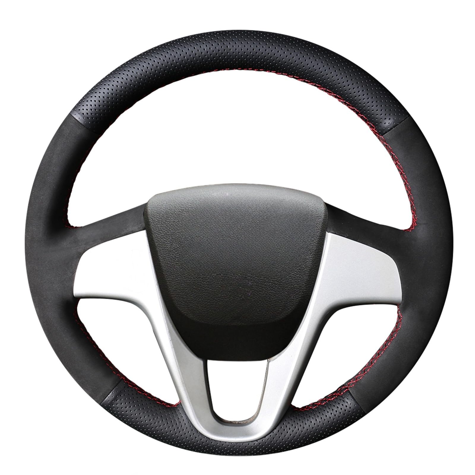 MEWANT Funda de volante de cuero para Hyundai Solaris 2010-2016 / i20 2008-2014 / Accent 2012-2017 / Verna 2010-2016 / Solaris Accent funda para volante