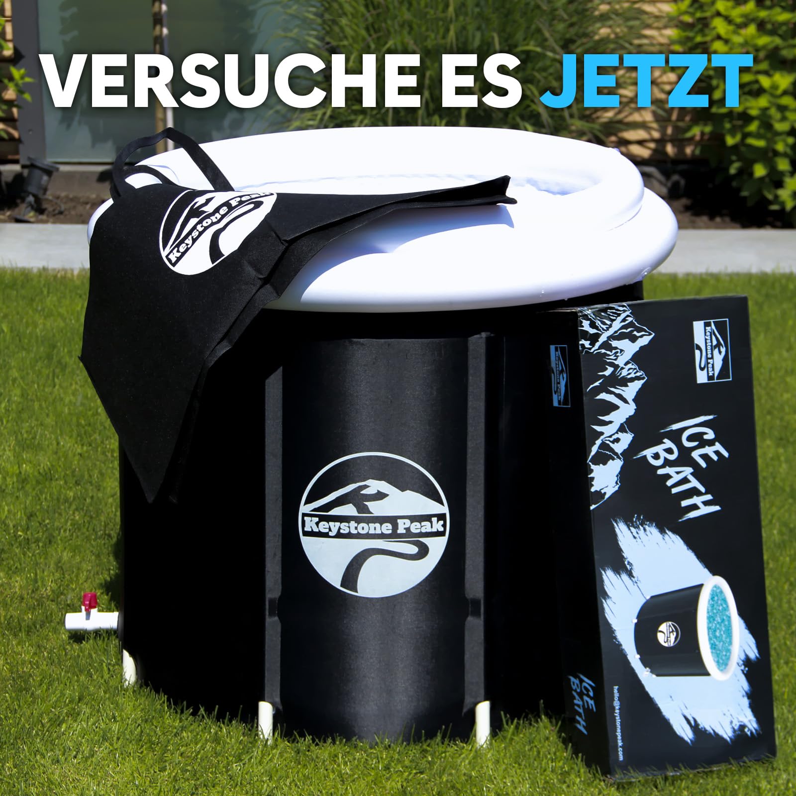 Cold Plunge Tub - Tragbare Eisbadewanne für Sportler & Erwachsene - Aufblasbare Badewanne für Kaltwassertherapie, Sporterholung & Wellness - Outdoor & Indoor - 5 Jahre Garantie