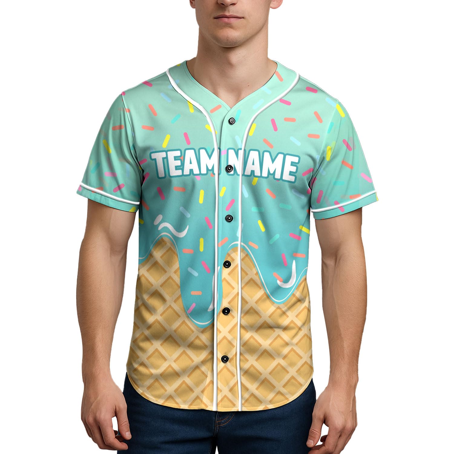Summer Baseball Jerseys - Icream Team Uniforms for Employees, Sports Events, Staff Outfits Series 034X-Large