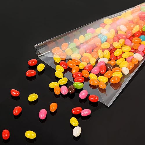 Miniatura 4 de Bolsas de golosinas en forma de cono, 100 bolsas de palomitas de maíz transparentes a granel de 7 x 15 pulgadas, bolsas de celofán con lazos