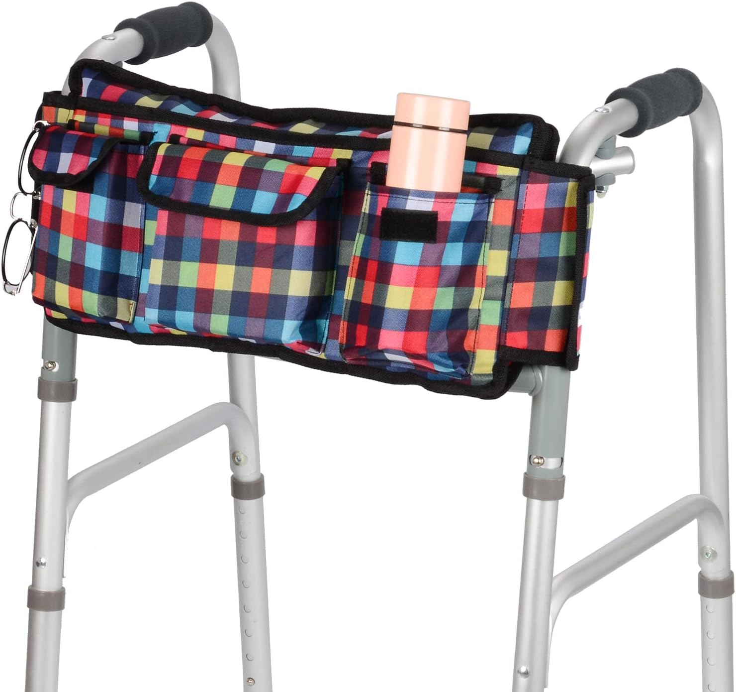 supregear Walker Bag, Folding Walker Basket Organizer Pouch Tote with Multiple Pockets and Zippered Compartment for Walker Rollator Scooters Wheelchair, Hook & Loop Design Storage Bag (Black) : Health & Household
