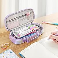 Vista 4 de WERNNSAI Estuche para lápices de sirena con lentejuelas – Caja reversible con purpurina para niños, estuche brillante para lápices de primaria