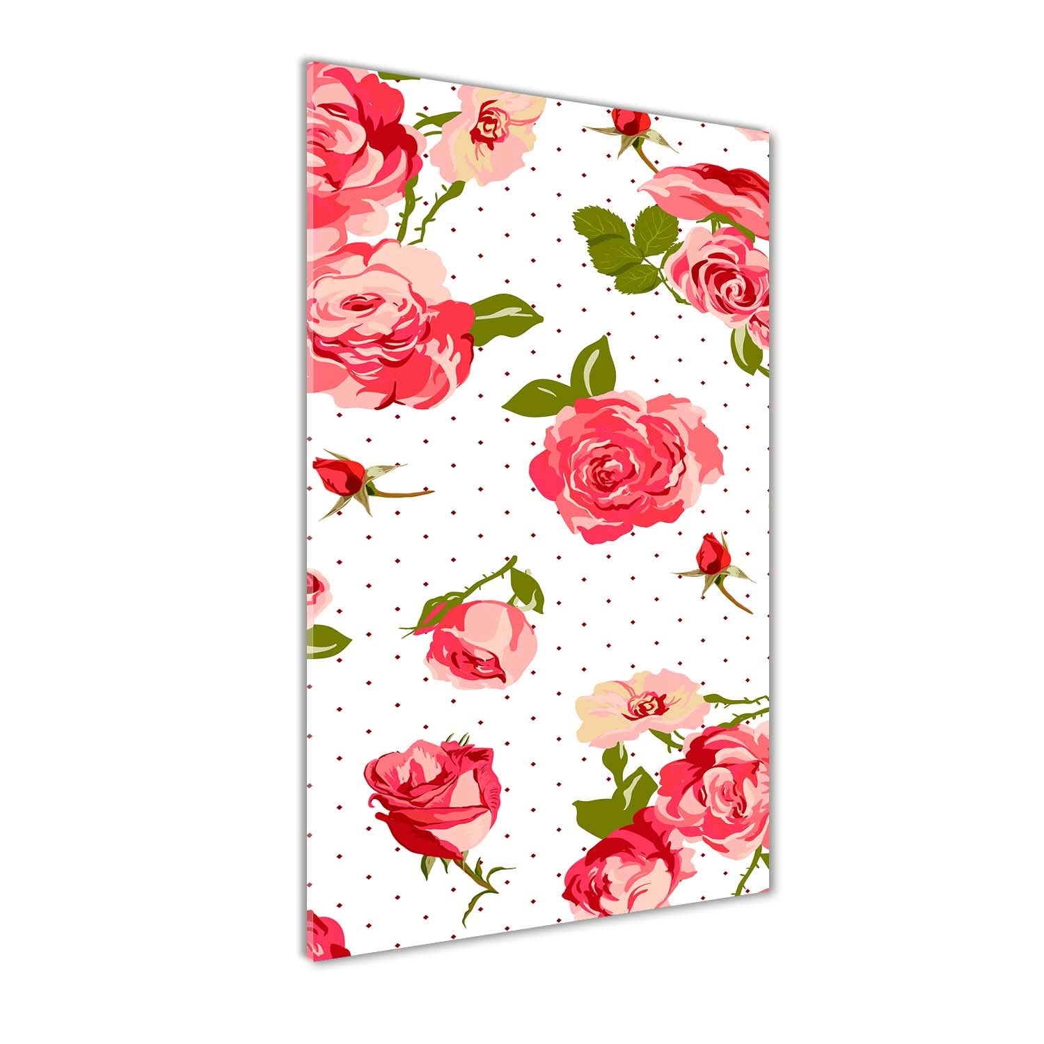 Peinture sur verre trempé 70x140cm décoration murale tableau roses sauvages