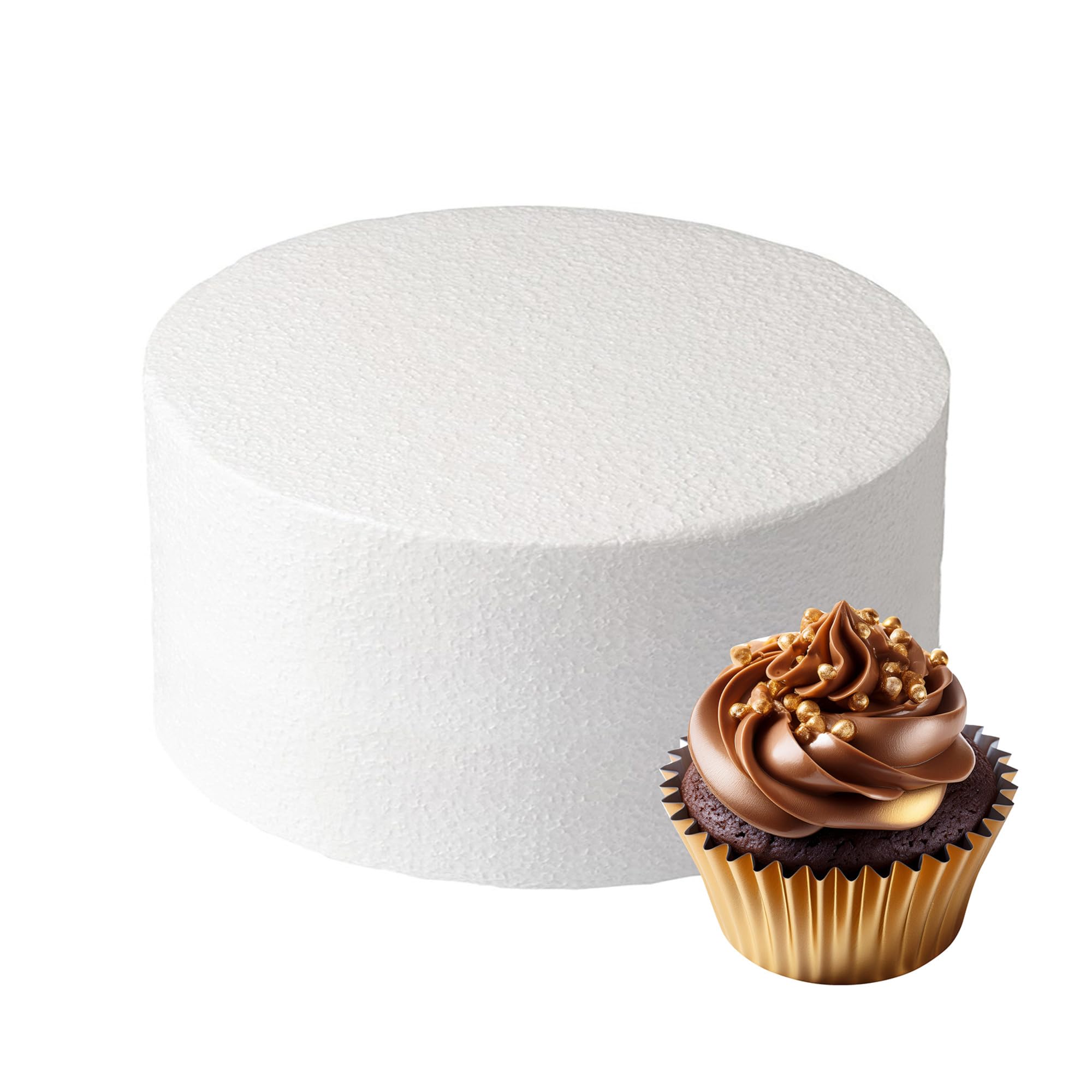Culpitt 7" x 3" Round Cake Dummy, Straight Edge Cake Form, Practice Cake Decorating or Use for Creating Long-Lasting Displays, Smooth Polystyrene