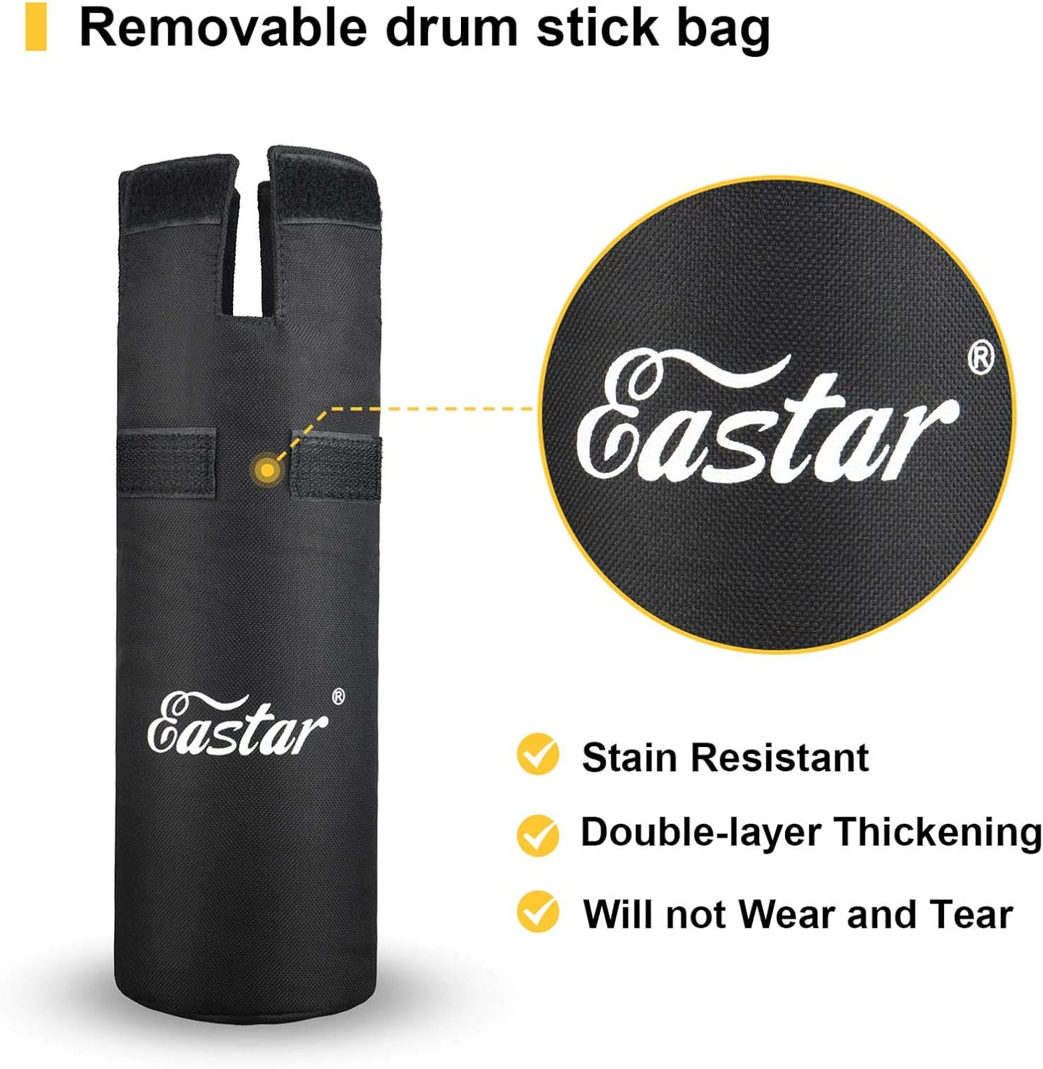 Eastar Drumstick Holder, Drum Sticks Holder for Drum Set Clamp On Large Capacity Clip on Drum Stick Holder Bag Container for Multi Pair Up to 12 Pairs EST-007A