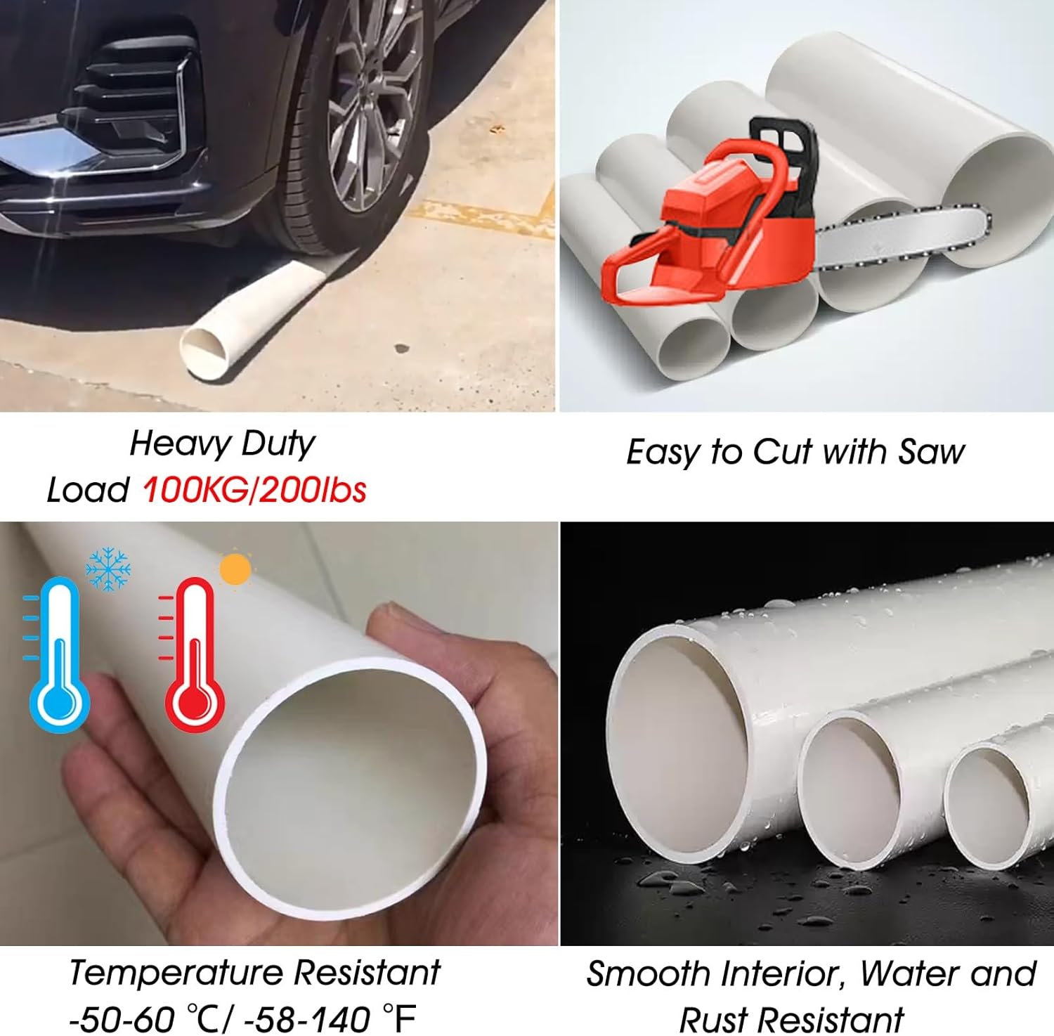 Outside Plastic Drain Pipe Extension with Adapters, Commercial Gutter Downspout/ Underground Drainage Pipe for Residential Remodeling/ Garden/ Pool/ Office Building(Dia 160 MM/6 3/10 In,L 1.5m/4.9ft)