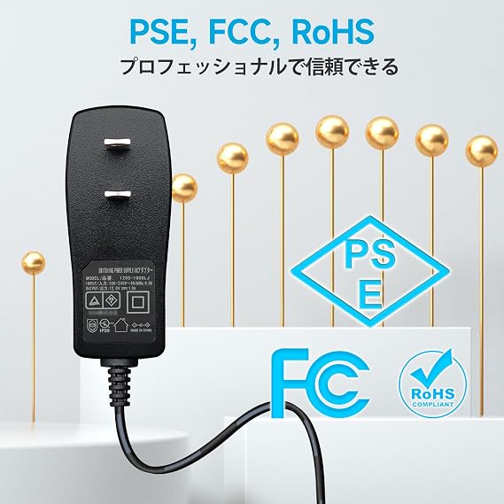 PSE Certified ANLINK 12V 1A/1000mA Power Adapter, AC 100-240V 50/60Hz to DC 12V 1A/1000mA 12W 5.5x2.1mm Wall Charger, Center Positive, 1.8M 20AWG Long Cable, Stable and Flexible Use