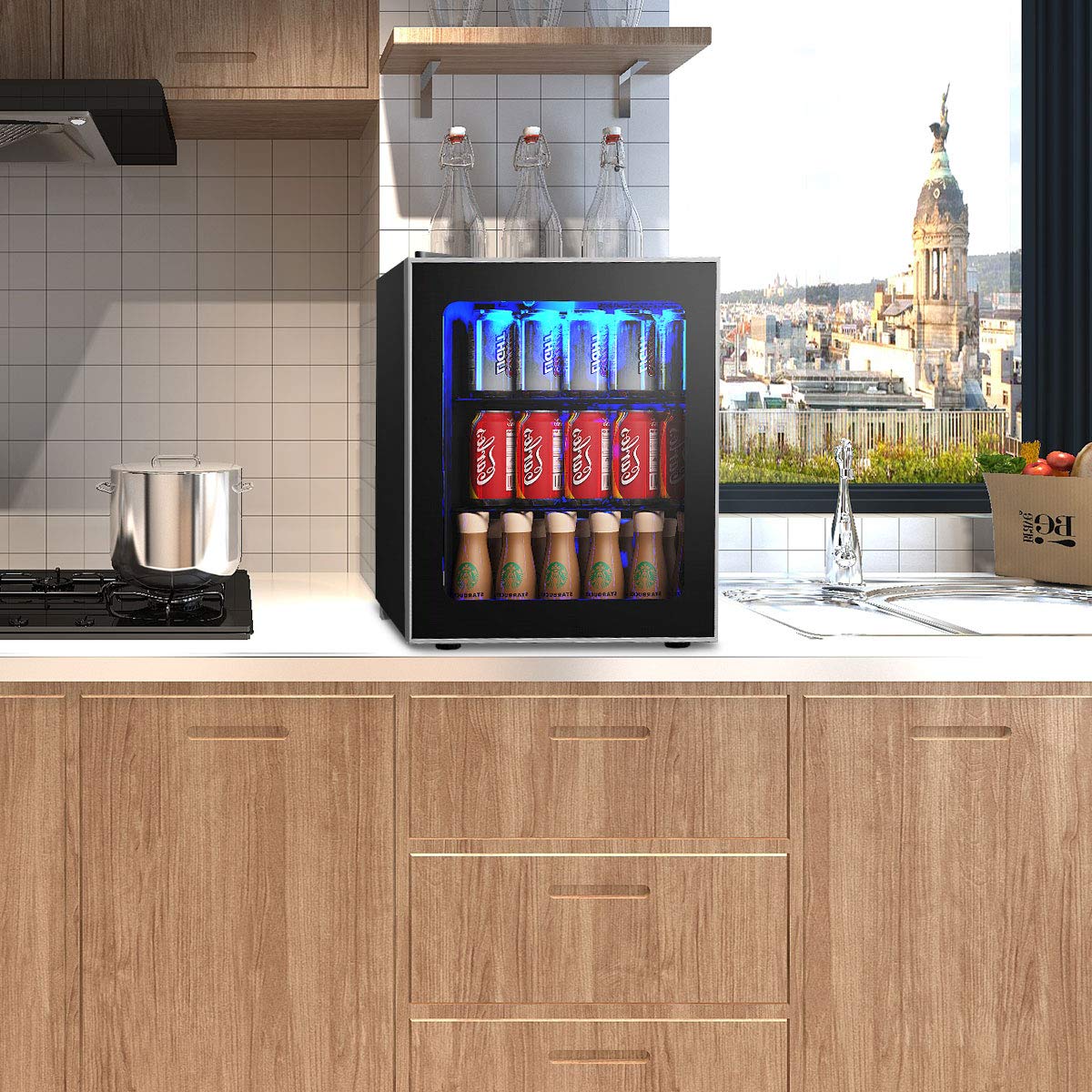 countertop freestanding beverage drink chiller refrigerator mini fridge beer wine cooler, 18.5’’ x 17.5’’ x 19.5’’ (L x W x D), Black on Fridge.com