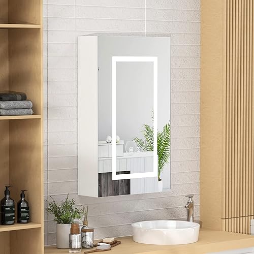 Botiquín de baño con espejo y luces espejo de botiquín LED con desempañador armarios de espejo empotrados para baño espejo de tocador botiquín con
