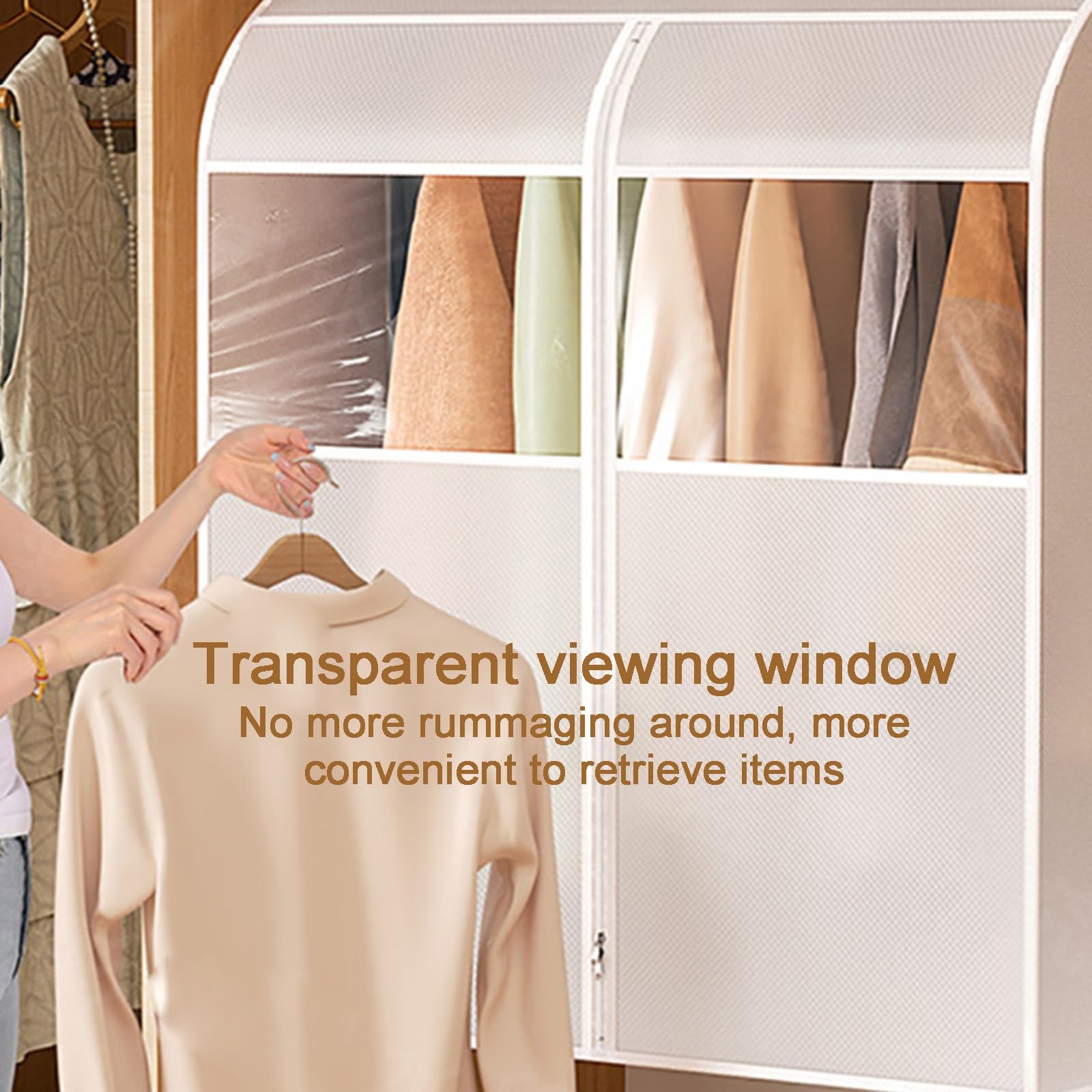 Fundas Ropa, Funda Traje Que Protegen del Polvo con Cremallera y Ventana Transparente para Trajes, Vestidos, Disfraces(80 * 60 * 120cm/31 * 24 * 47in)
