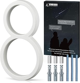 VONDERSO 6 Inch Floating House Numbers for Outside, Modern White Metal Address Number 8, Stain-Resistant and Weather-Resistant White Crystal Powder-Coated Finish, No Fading
