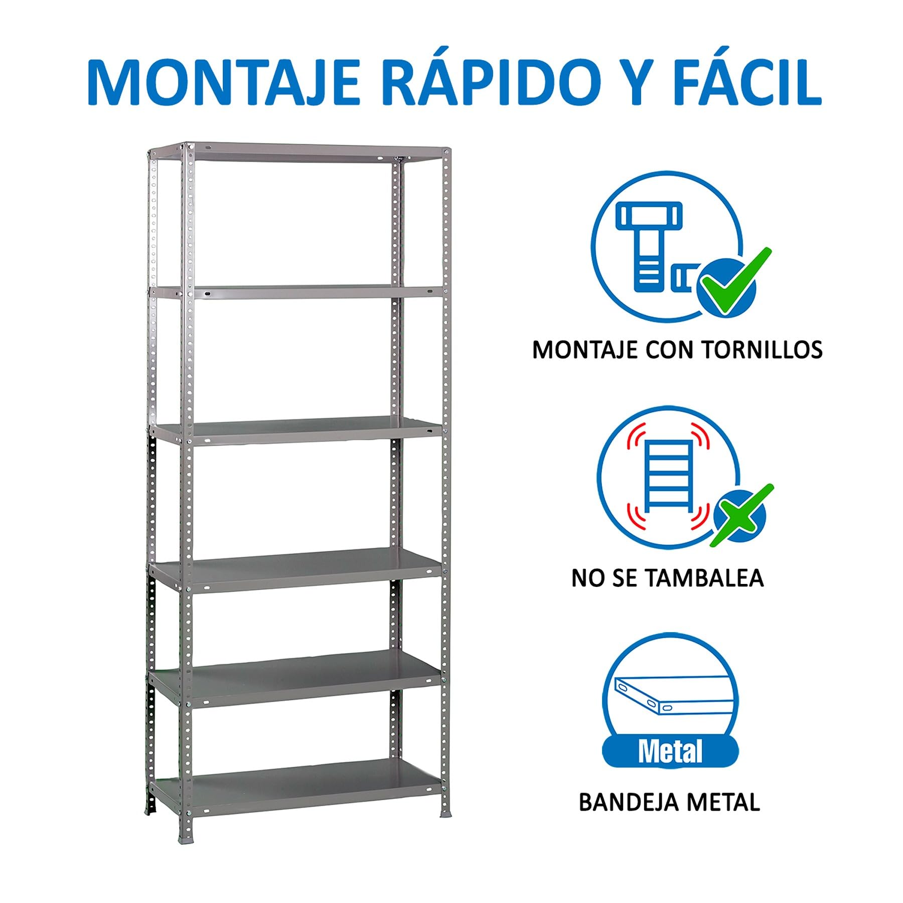 Simon Rack Étagère Métallique 2000x1000x500 mm, 6 Niveaux, Tablettes en Acier, 100 kg par Niveau, Gris – Comfort