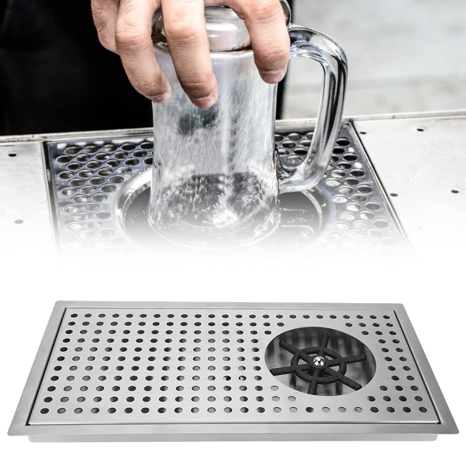 Lavadora de vasos automática de acero negro para el hogar enjuagadora de vidrio para cafetería