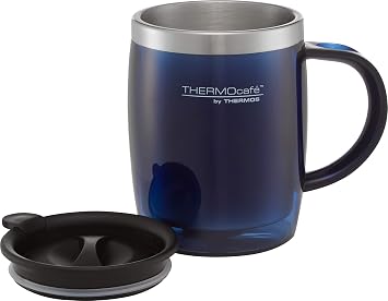 Thermos Translucent Desk Mug, Stainless Steel, Blue, S (Pack of 1), 450 ml