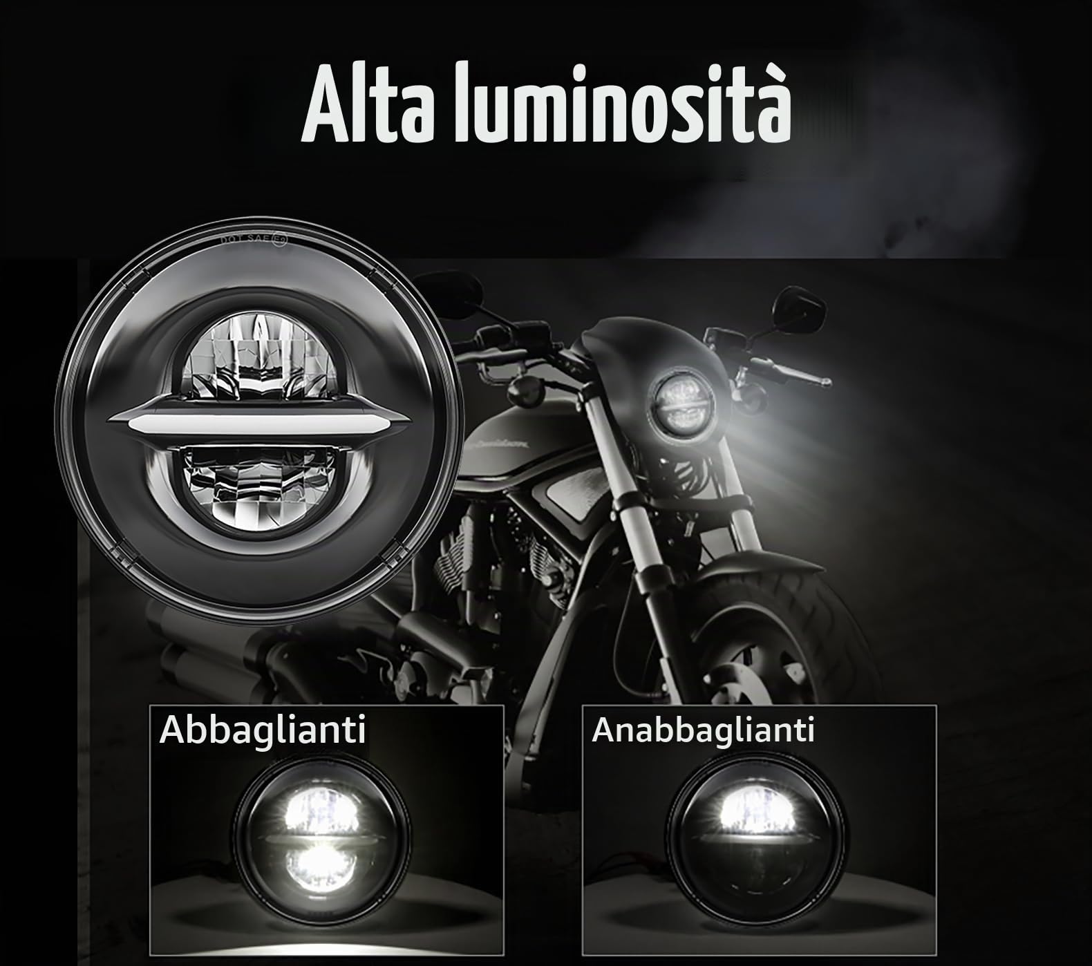 5,75 Pollici LED Rotondo Moto Faro con luce diurna, compatibile con Harley Davidson Sportster Dyna Softail (Nero)