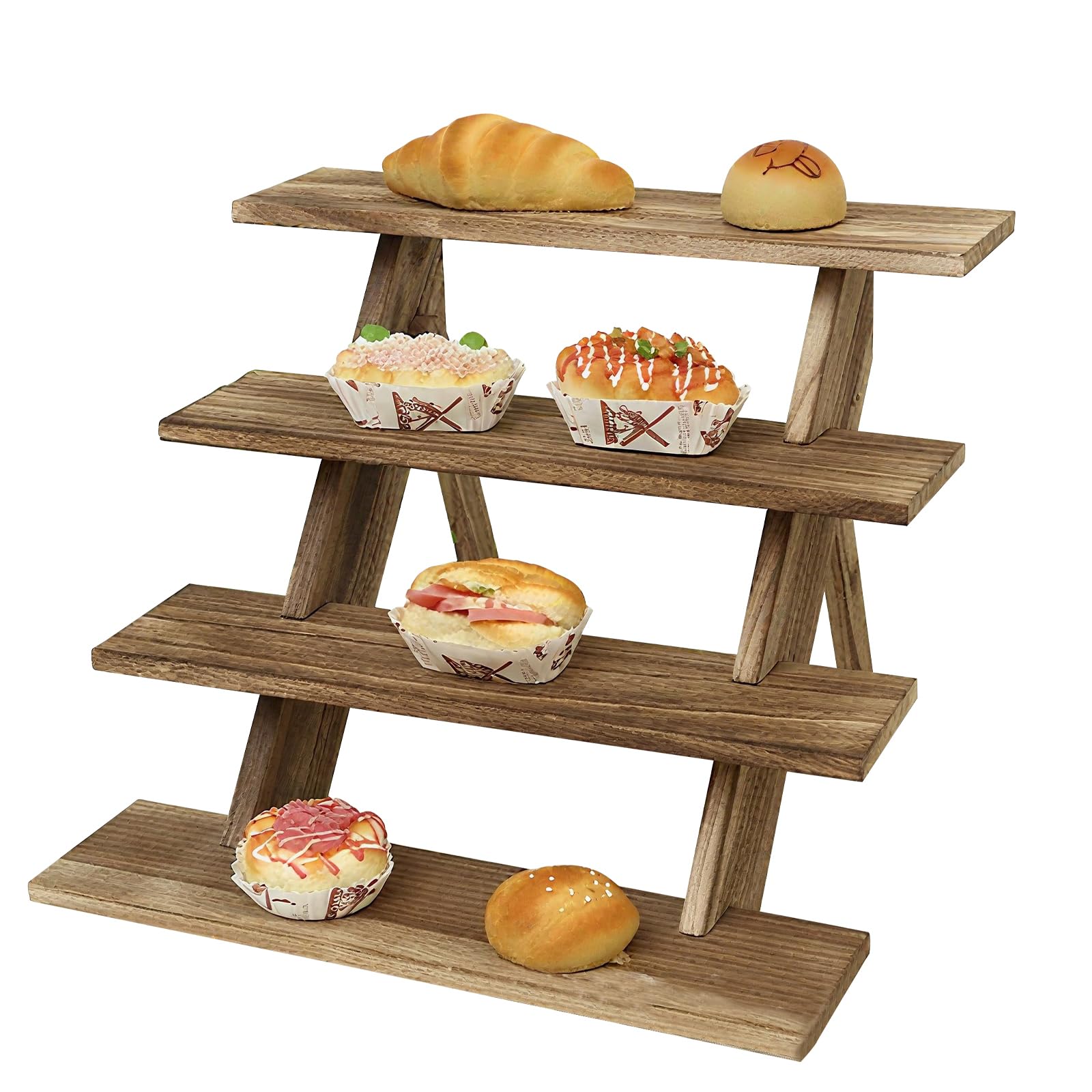 Yolispa Présentoir à Cupcakes en Bois à 4 étages, Organisateur de Parfum, étagères de présentation de comptoir de Vente au détail pour gâteaux, Maquillage, Parfum, pour épices, Plantes