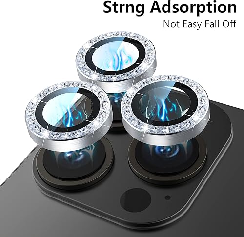 Miniatura 4 de Diseño de funda con purpurina para iPhone 14 Pro con 2 unidades protector de pantalla y paquete de 3 protector de lente de cámara, funda de