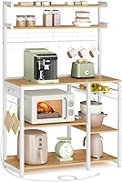Vista 16 de VASAGLE Estante para panadero, soporte para microondas, estante de almacenamiento de cocina con cesta de alambre, 6 ganchos y estantes