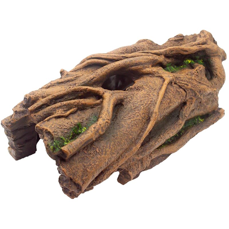 Esconderijo para Répteis em Resina com Plataforma de Basking, Tronco Oco Hoeine HOE-001A – 35,56 x 12,95 x 12,7 cm