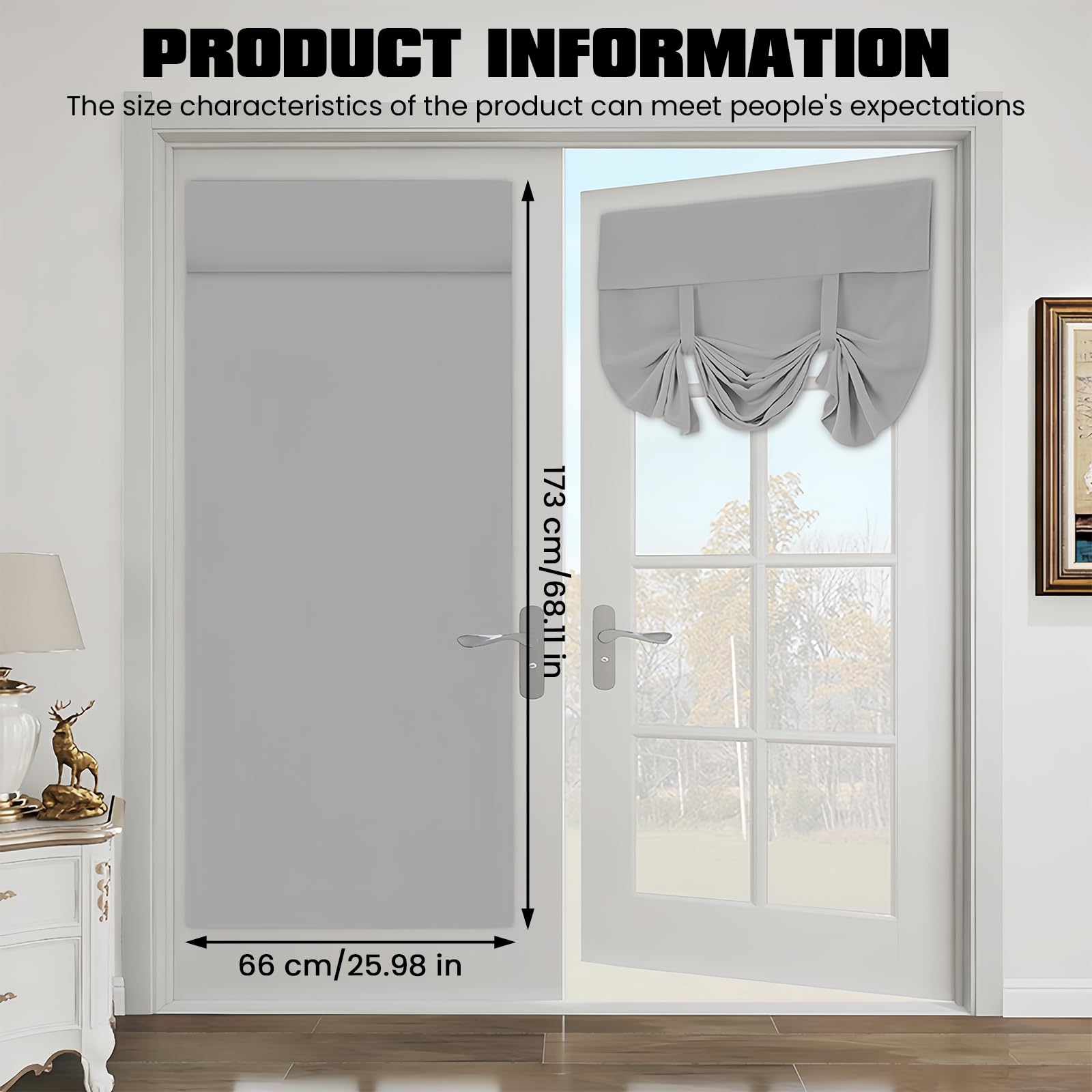 Tende oscuranti per porta francese, con benda, 66 x 173 cm, tende oscuranti per porte francesi, per privacy e controllo della luce