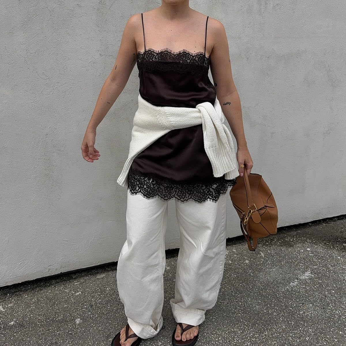 Women Satin Lace Trim Tank Silk Lace Y2k Cami Trendy Going Out Top - Image 4