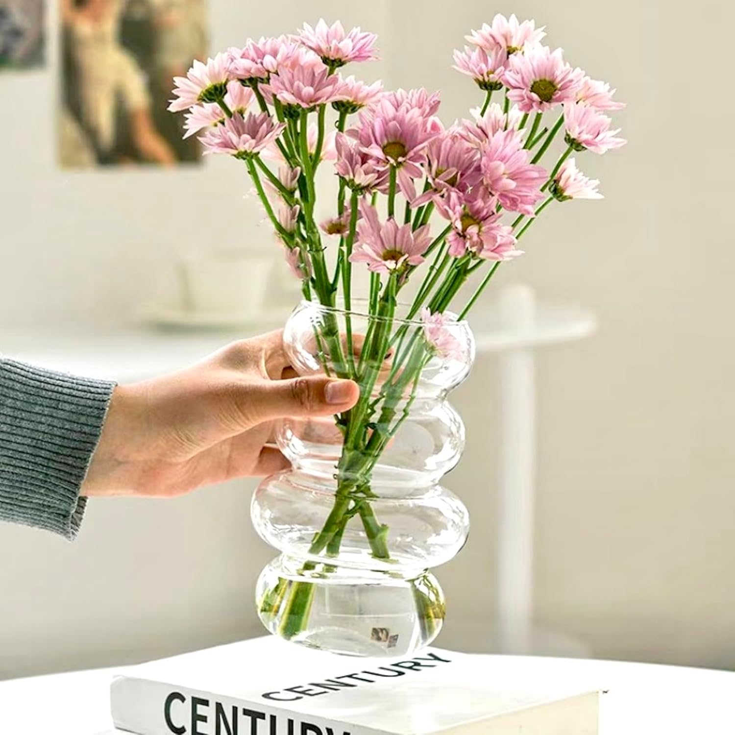 7-Inch Transparent Geometric Glass Vase