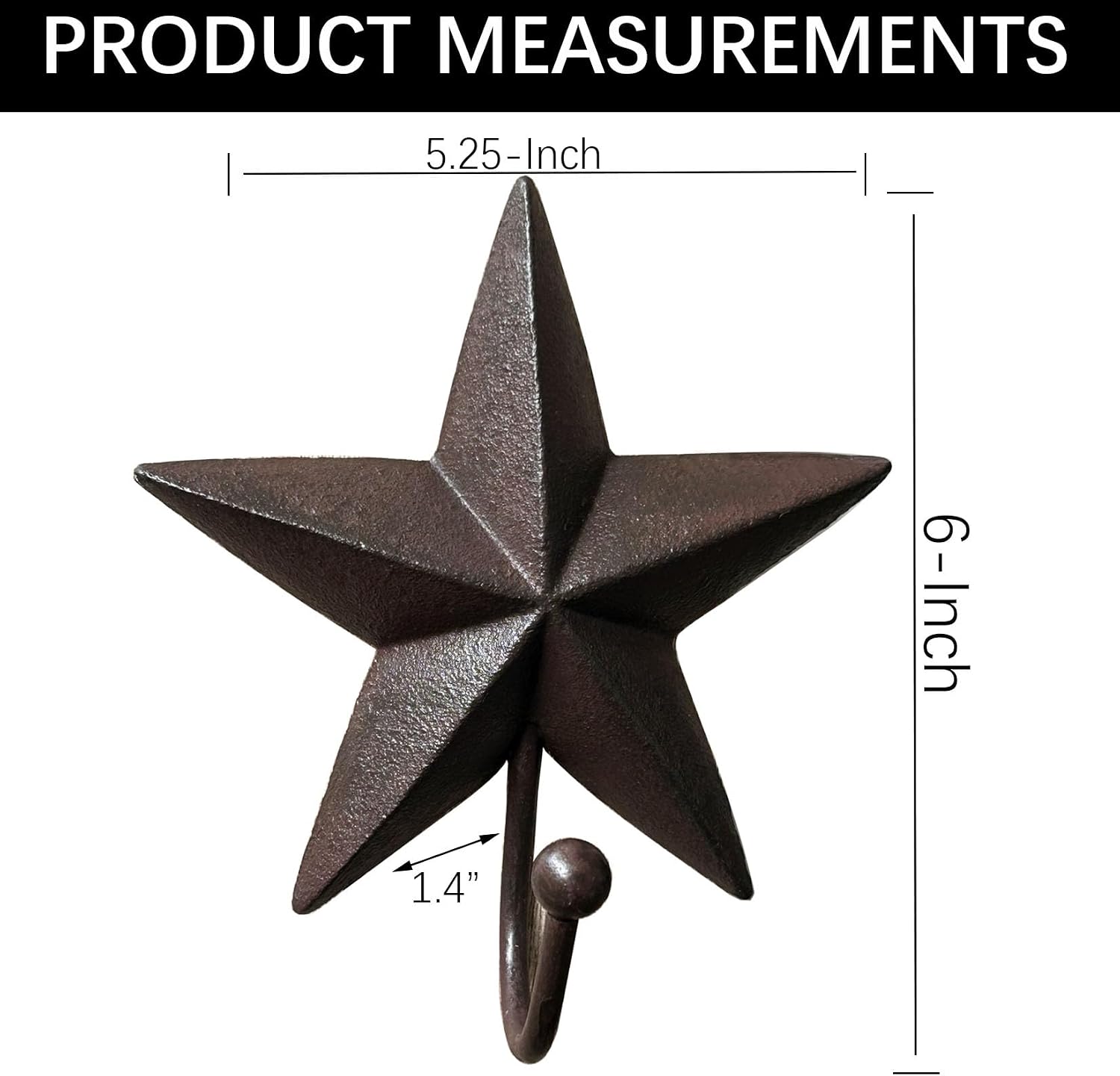 Rustic Star Wall Hooks – Vintage Decorative Western Home Wall Mount Coat Rack Hanger Hooks image 2