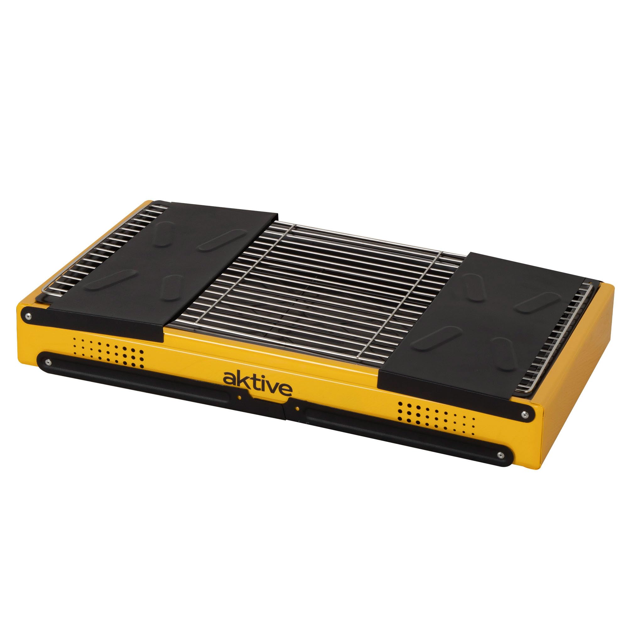 AKTIVE 63124 Barbecue à charbon pliable, en acier émaillé, 89 x 22 x 32 cm, avec plateaux latéraux et grille en acier inoxydable, design portable, idéal pour le jardin et le camping