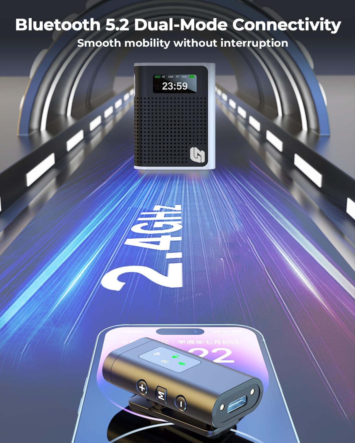 2025 New Upgraded Voice Amplifier Wireless Microphone with Magnetic Lavalier, LED Display Screen, Rechargeable Portable Microphone Speaker for Teachers, Classroom, Yoga, Meetings, Speeches, Tours - Image 6