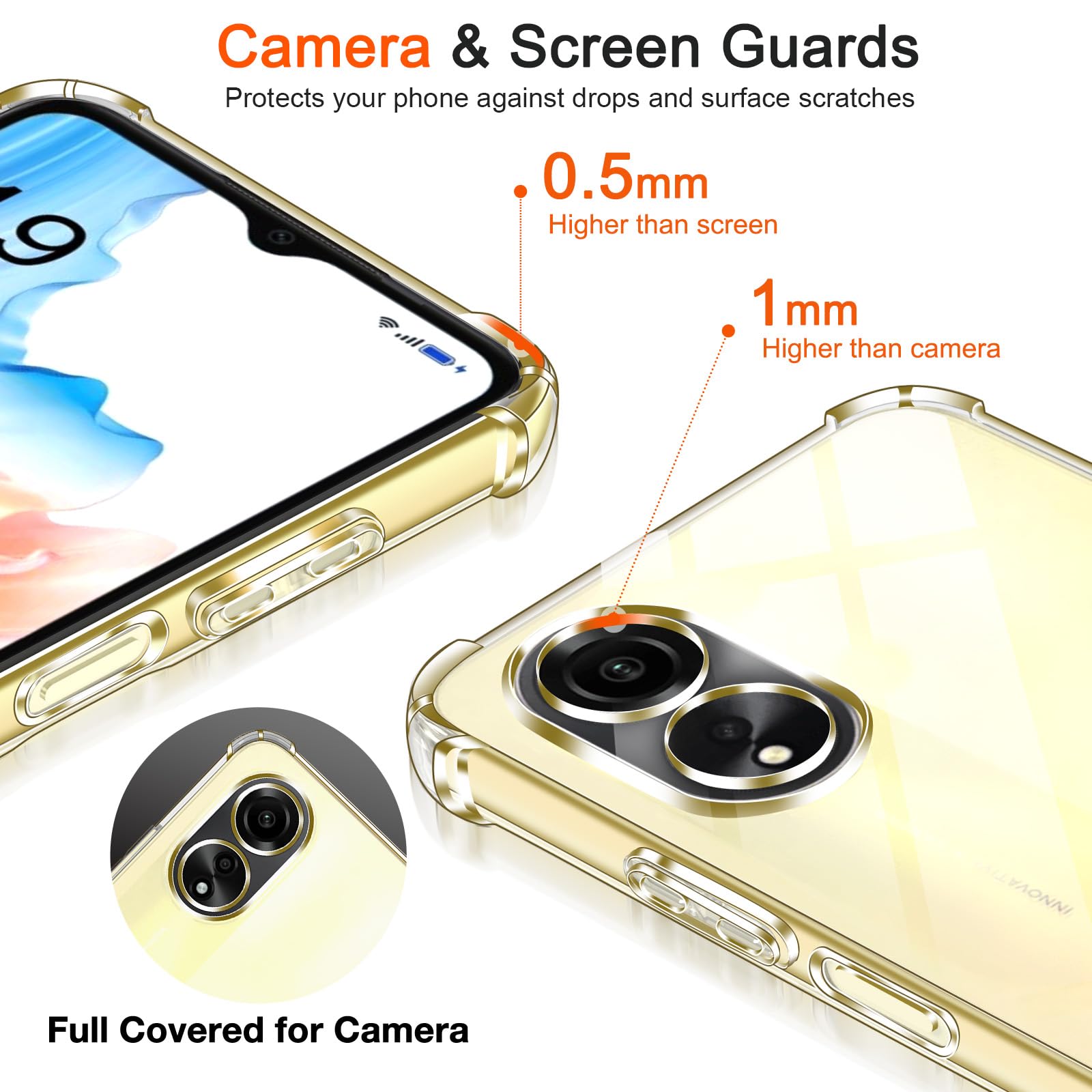 Tieeyivv Coque Pour Oppo A80 5G Cover + Verre Trempé Protection écran Film Transparent Soft TPU Housse Etui Antichoc Housse Avec Protège-écran