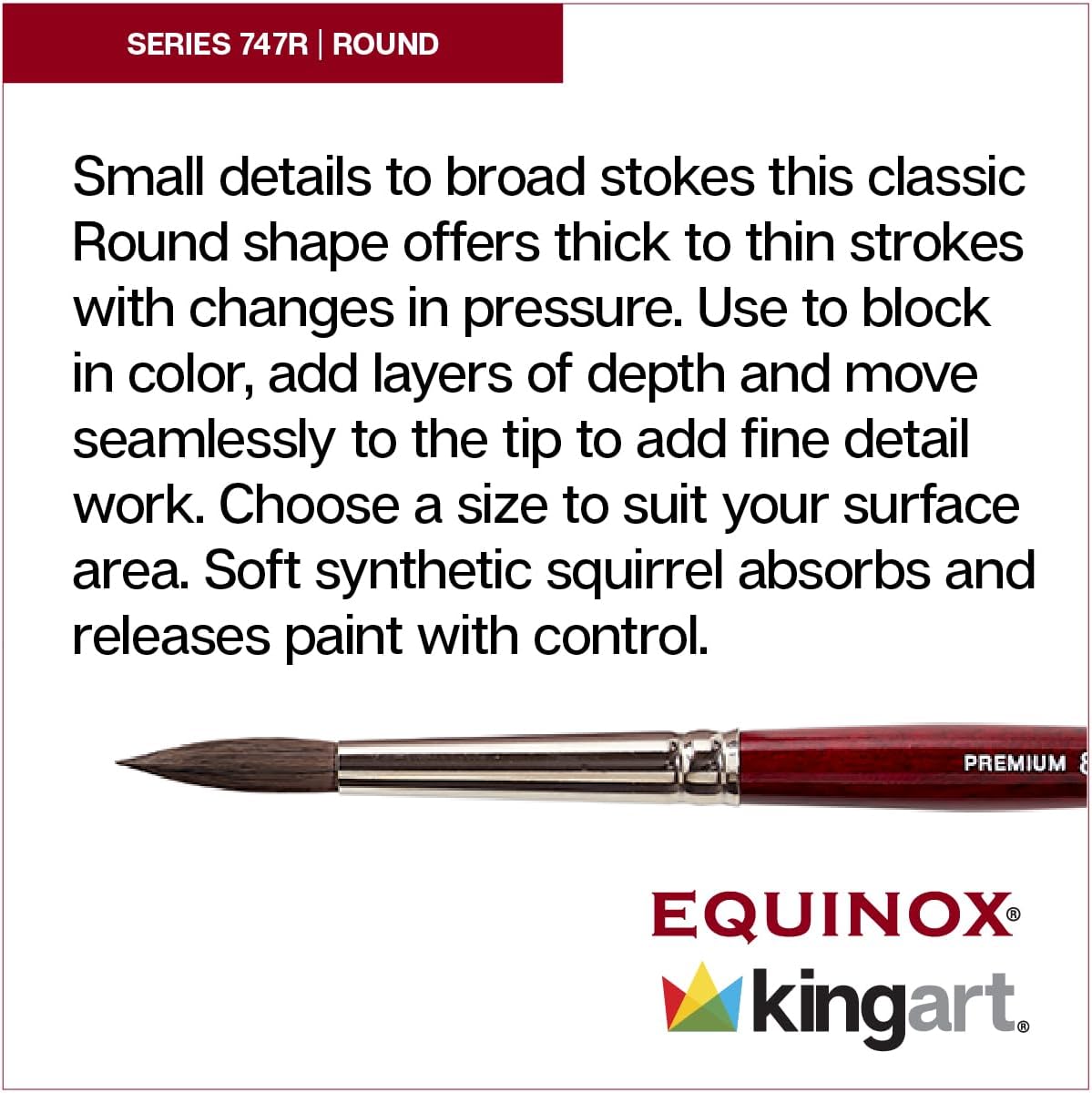 KingArt 1060E Premium Equinox, Paint Set Black Kazan Synthetic Squirrel Watercolor Brushes, Set of 3, 3 Piece