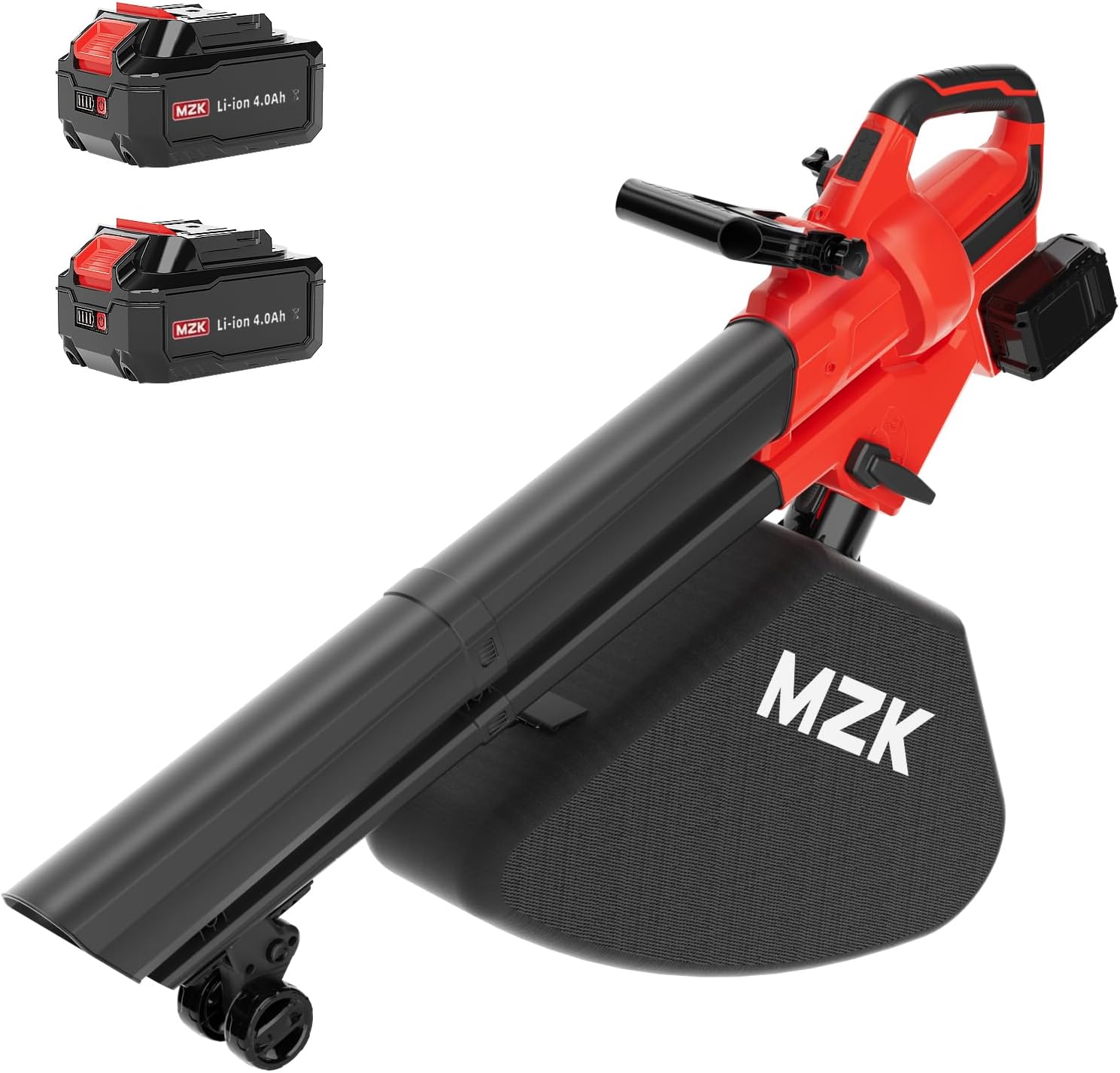 MZK 40V Cordless Leaf Blower Vacuum Mulcher, 3-in-1 Battery Powered Leaf Vacuum with 40L Bag, 600 CFM 160 MPH, 2×4.0Ah Batteries for Lawn, Yard Cleanup