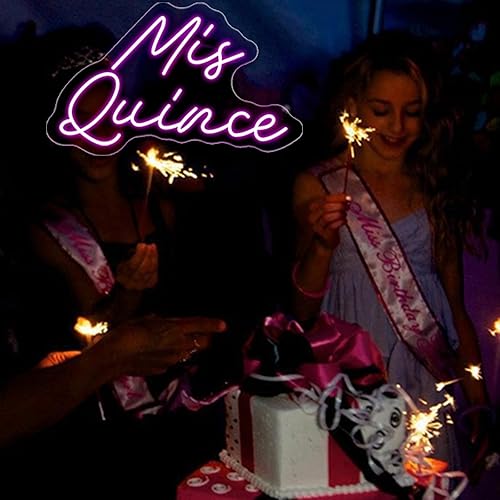 Miniatura 4 de Letreros de neón de membrillo Mis para decoración de pared, 18.9 pulgadas, letreros de neón para pared de dormitorio con interruptor regulable para