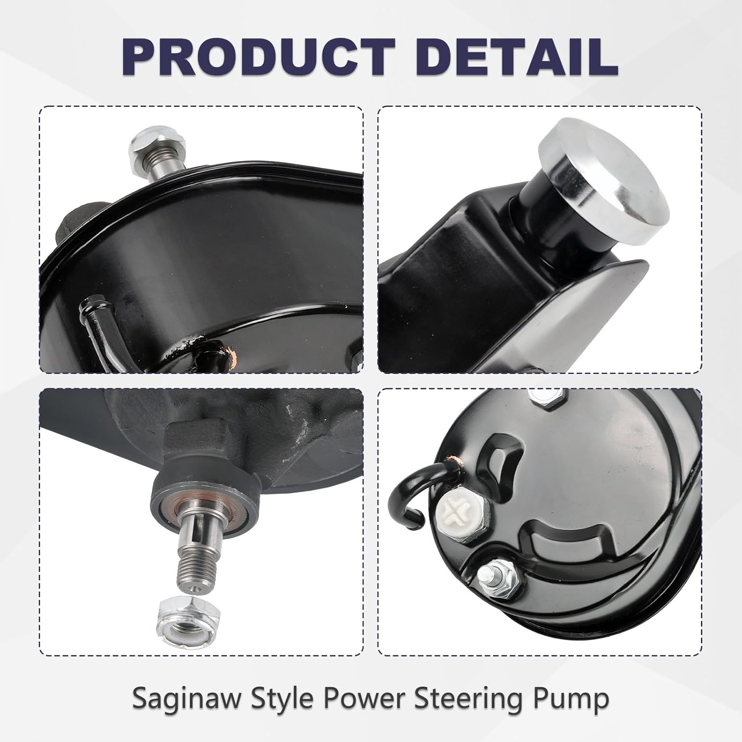SSN Saginaw Power Steering Pump Black Keyway Style For Chevy Ford GM Chrysler P Series