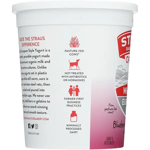 STRAUS FAMILY CREAMERY Organic Blueberry Pom Whole Milk Yogurt, 32 OZ 7