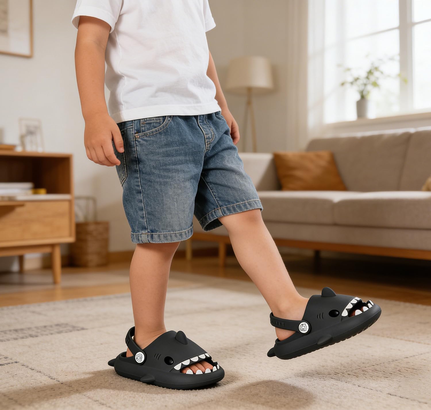 KVbabby Kids Shark Slides Boys Girls Toddlers Cloud Shower Slippers Cute Cartoon Open Toe Sandals Cushioned Thick Sole Beach Pool Shoes