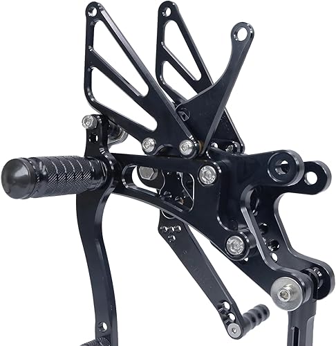 Miniatura 4 de Reposapiés de motocicleta ajustable de aluminio para Yamaha YZF R6 1999 2000 2001 2002 (negro)