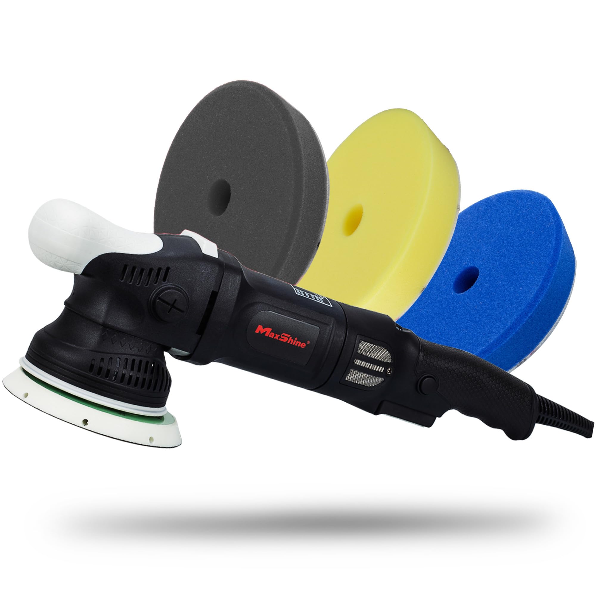 Maxshine M15 Pro Dual Action Polisher &amp; Foam Pads Kit – 15mm Long Throw 1000W Car Buffer with 5” Backing Plate, Variable Speed 2,500–5,000 OPM – Detailing Tool for Cars, Trucks, SUVs &amp; Boats
