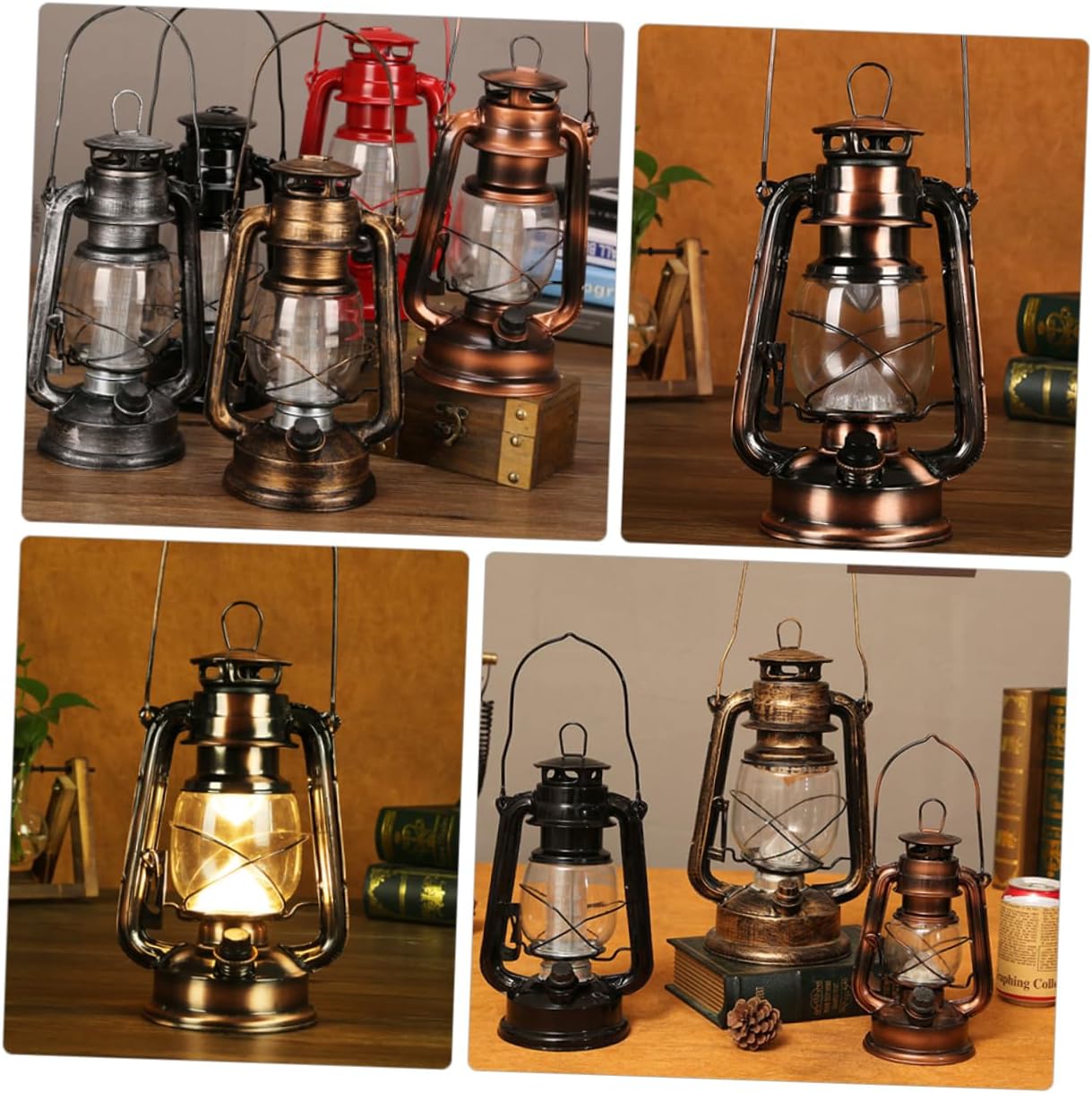 PRETYZOOM 1pc Vintage Kerosene Lantern Hanging Camping Light Outdoor Led Rechargeable Lamp for Night Use Warm Finish Rustic Decor for Camping and Emergency Situations