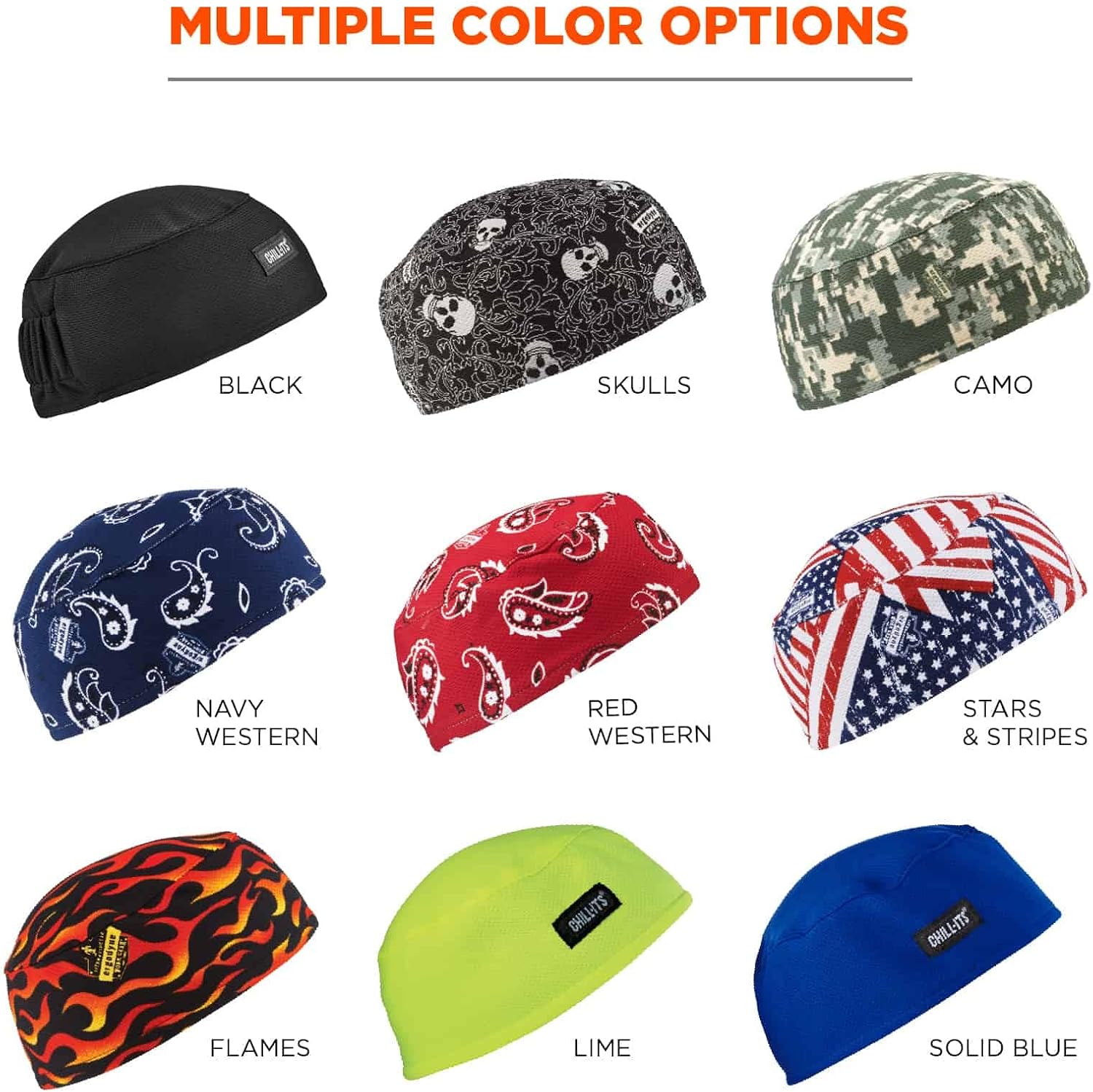 Ergodyne Chill Its 6630 Skull Cap, Lined with Terry Cloth Sweatband, Sweat Wicking, Red Western image 4