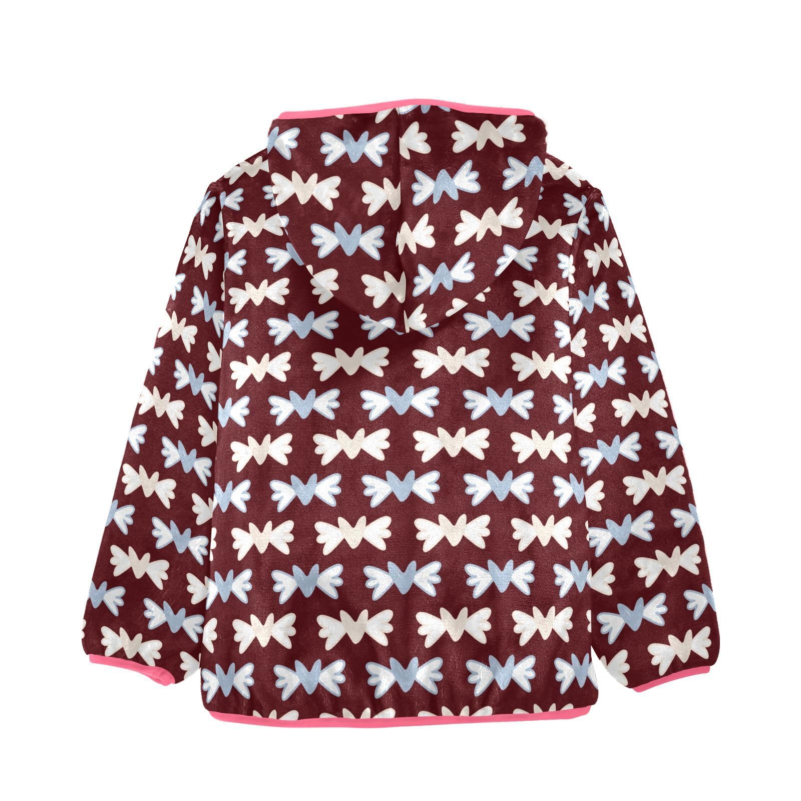Cappotto con cappuccio per bambini, per autunno e inverno, caldo, a maniche lunghe, con cerniera, antivento, con due tasche, per 3-10 anni, motivo cuore e angelo