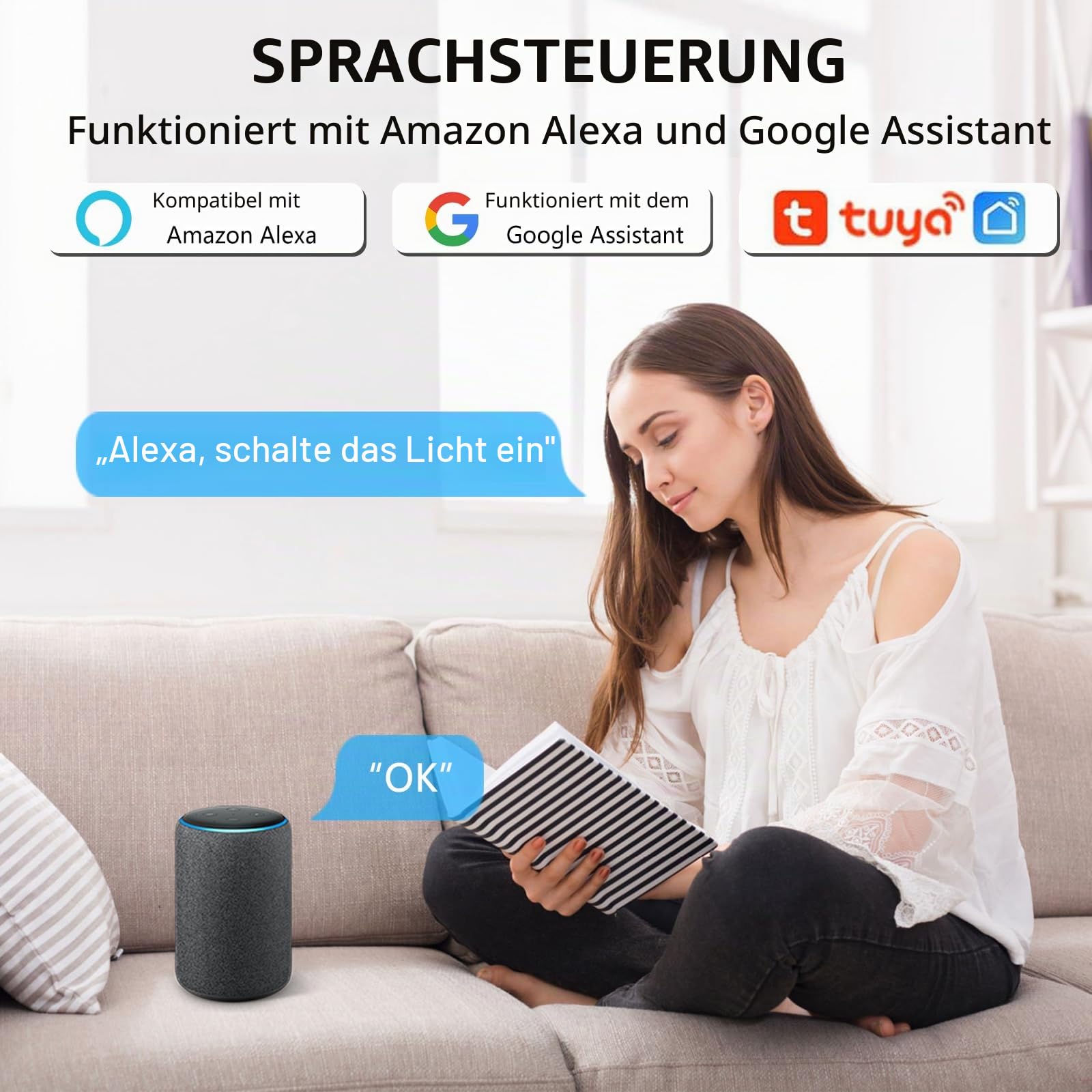 6 Stück Smart Lichtschalter Alexa, WLAN Schalter Modul, Mini Smart Switch