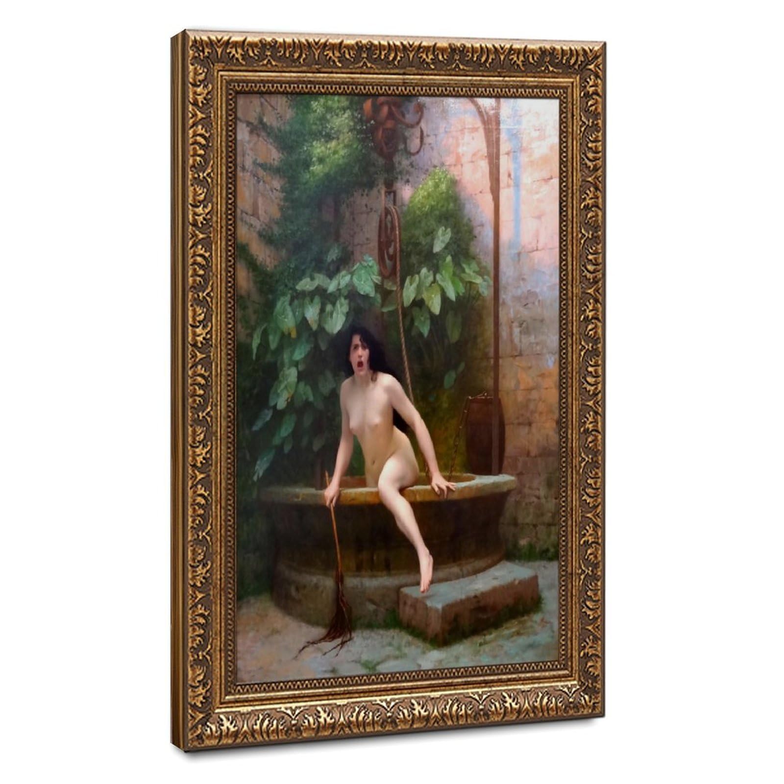 WCYB Truth Coming Out of Her Well - Jean-léon Gérôme Posters Prints Canvas Deco Paintings Wall Art Hangable Frame 12" L X 18" W