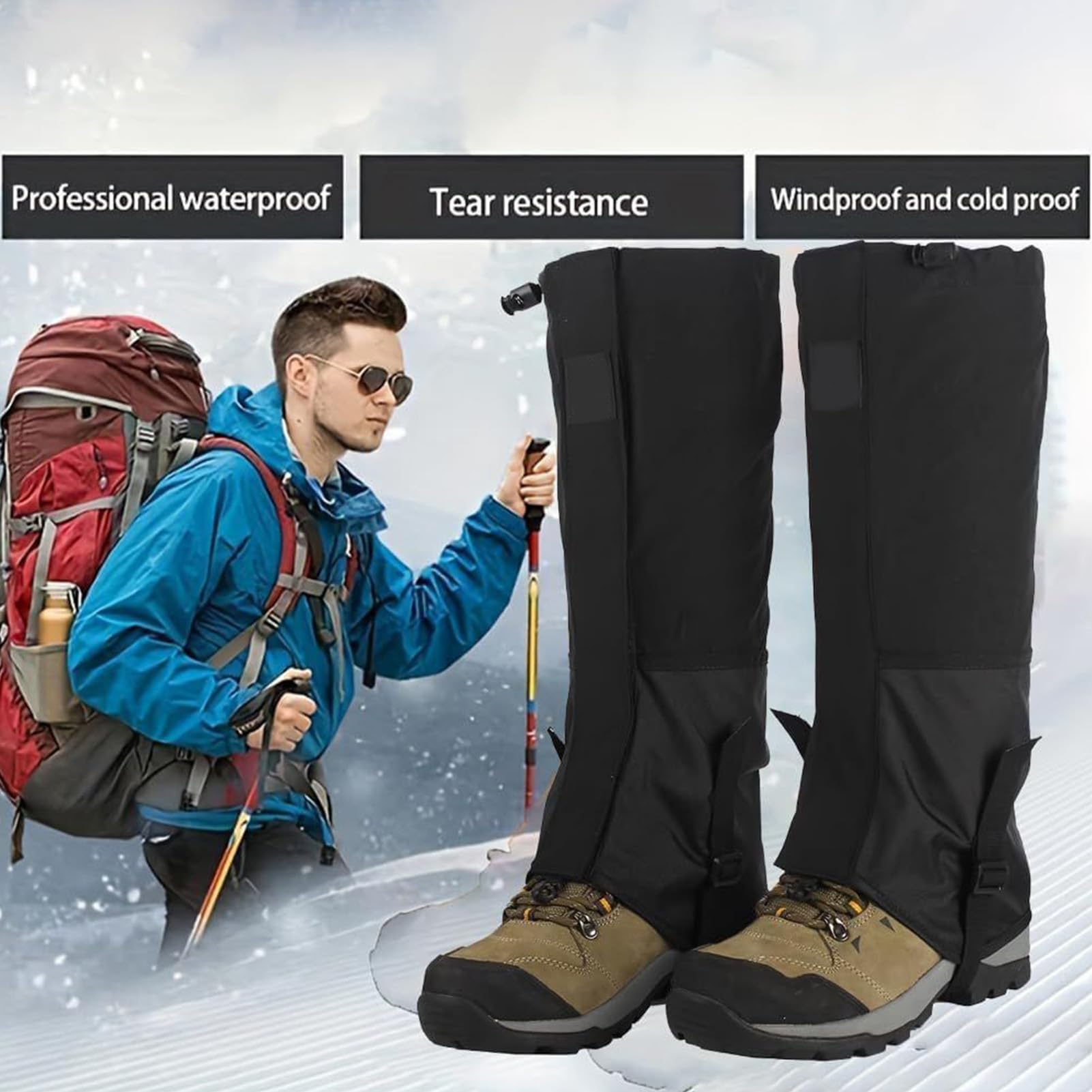 Gaiters de serpiente ajustables 44 cm, protección de piernas alto rendimiento