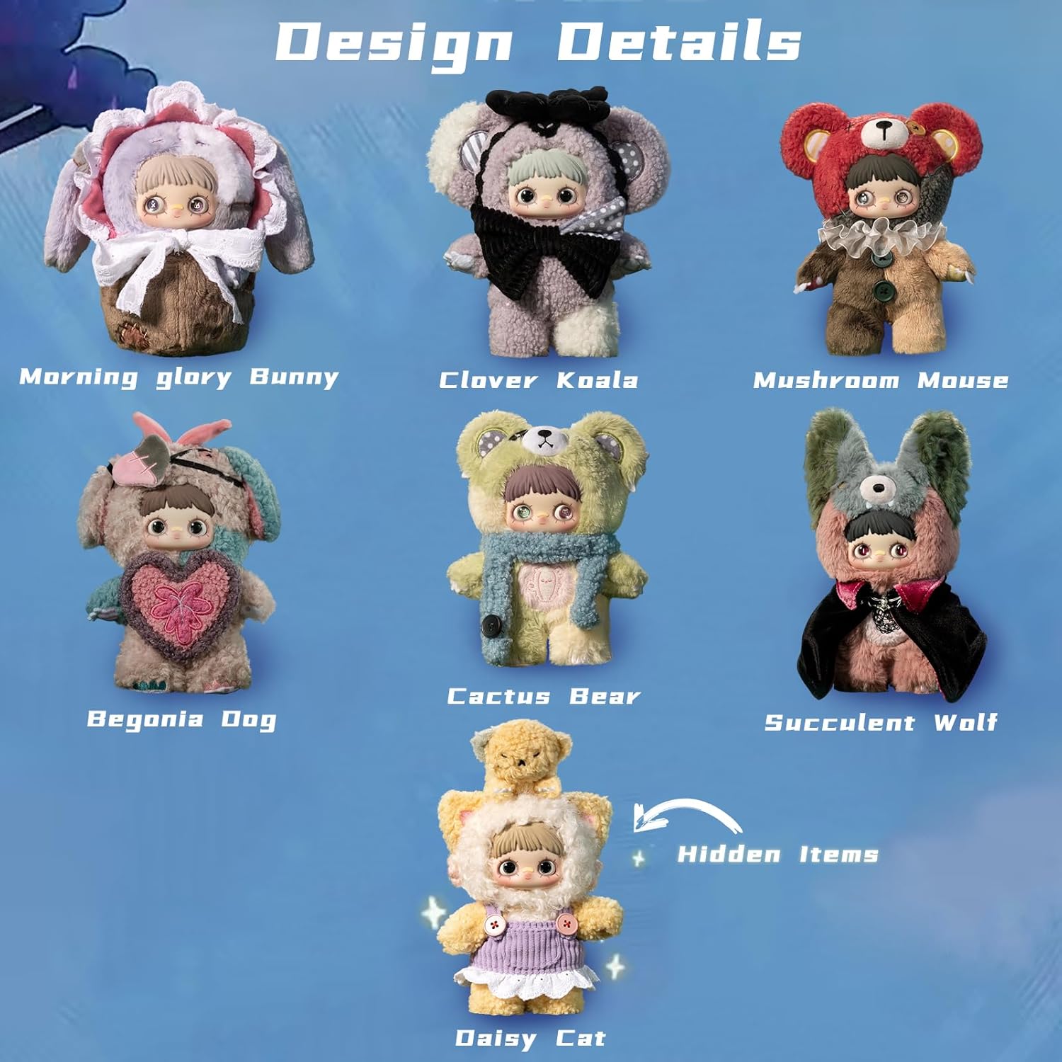 Plush Blind Box,Maymei Twin Secret Realm Series Stuffed Blind Box Doll 1PC,Kawaii Mystery Plush Toys Collectible for Birthday Gift,Halloween Plush Toys (1 of 7 Possible Styles)