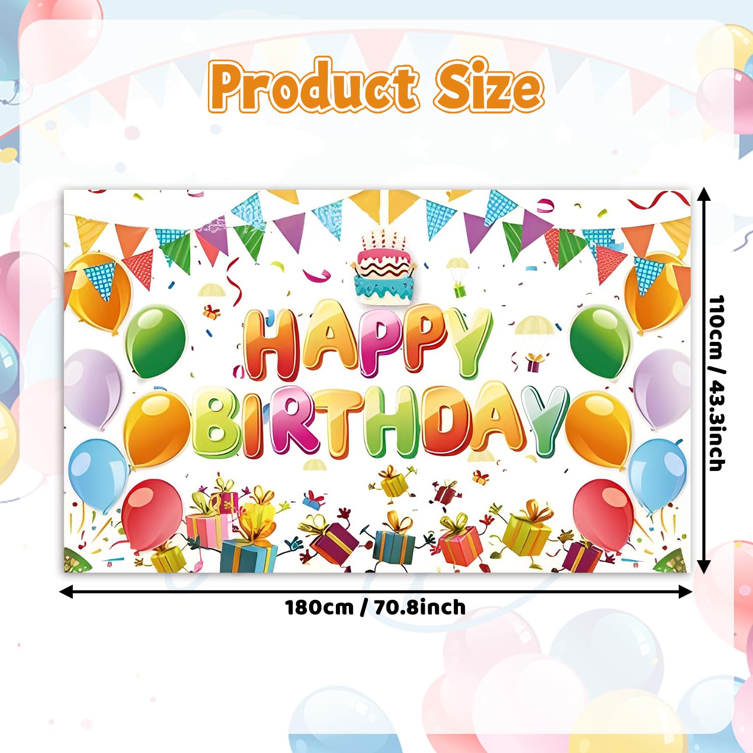 Happy Birthday Background Banner, Pink Balloon Gold Glitter Supplies Decoration Large Birthday Party Yard Sign Supplies Banner for Girls, Women, Photography Background Photo Stand Party 71x44 Inch