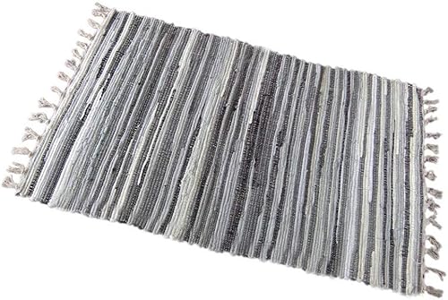 Chindi - Alfombra reversible de trapo, tejida a mano, multicolor, alfombra Chindi para entrada, lavandería, cocina, baño, dormitorio (20 x 31
