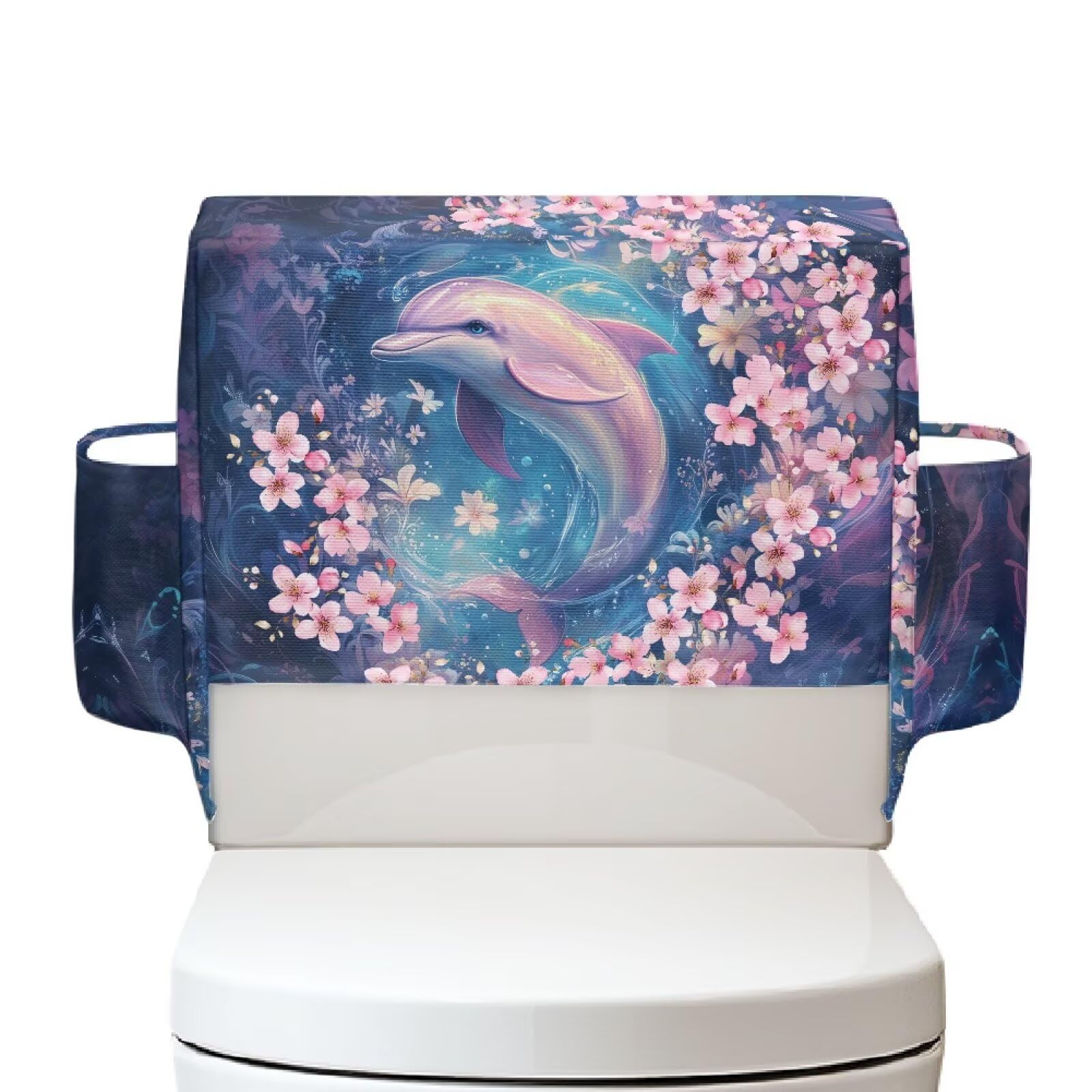 Funda para cisterna de inodoro con delfín floral y organizador