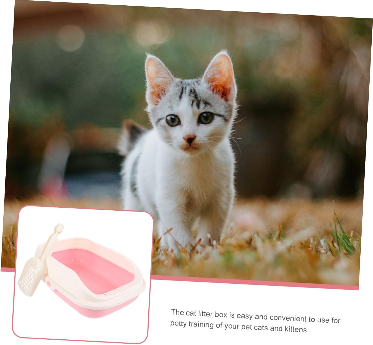 Mini Cat Litter Box with Lid Semi-Automatic Box for Kitten Enclosed Sifting Travel Litter Box Easy to