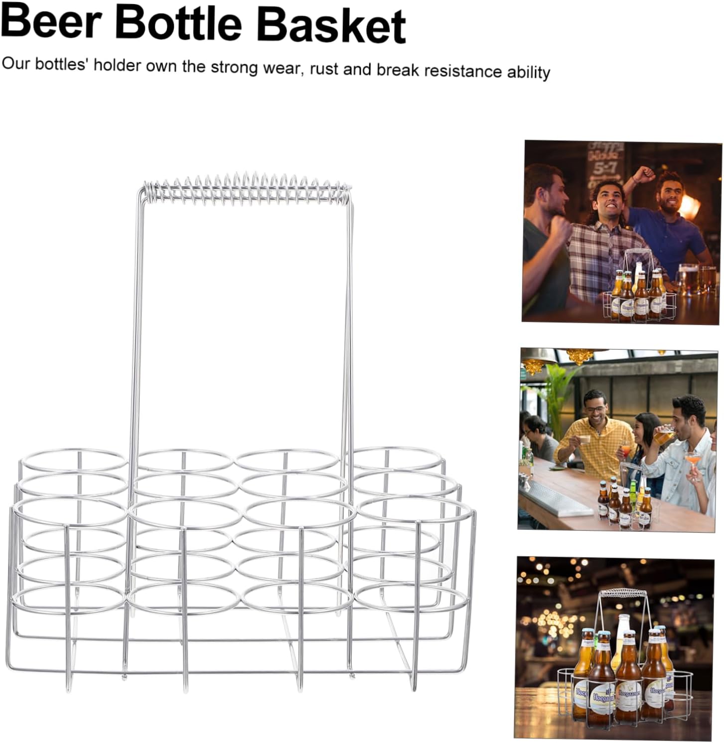 PRETYZOOM 1pc Beer Bottle Storage Basket Compact Wine Holding Carrier for Bottles Portable Beer Organizer Non-Skid Handle for Bars and Ktv Use